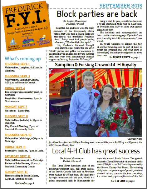 Frederick SD FYI News Sept 2015
