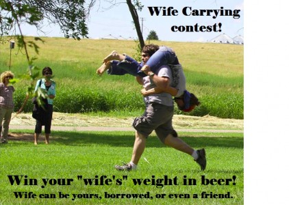 wife carrying contest win your wifes weight in beer